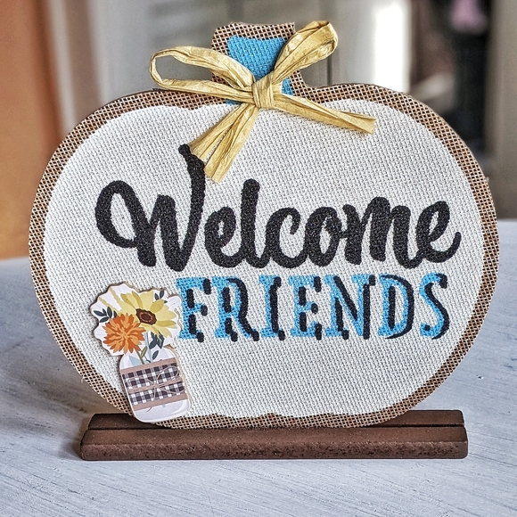 Welcome Friends Harvest Pumpkin Sign Home Decor Accent - Picture 7 of 7